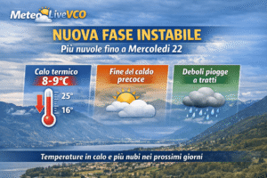 Nuova fase moderatamente instabile: più nuvole fino a mercoledì 22