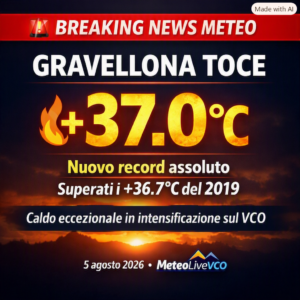 Caldo record a Gravellona Toce: frantumato il primato del 2019