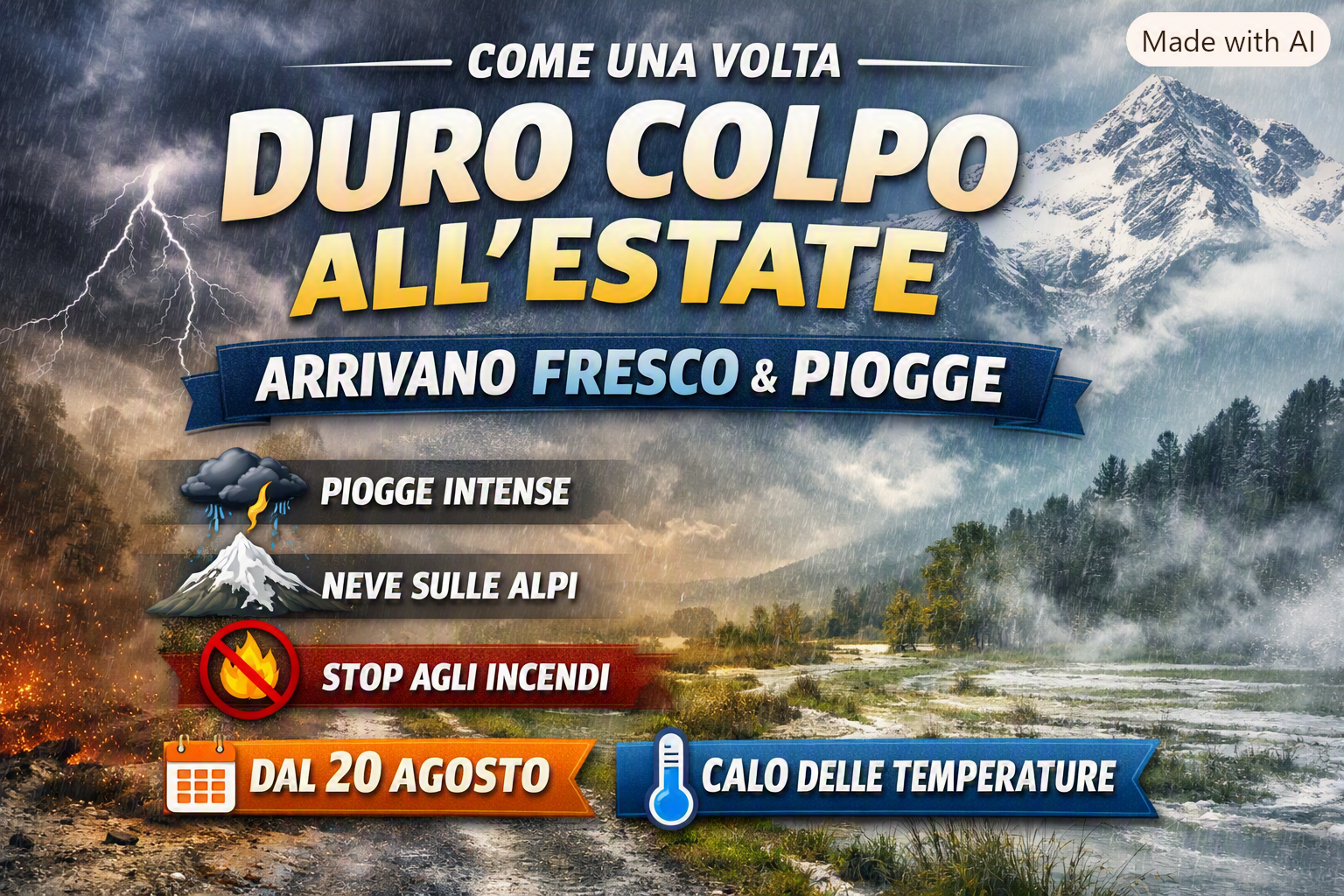 Come una volta, duro colpo all’estate con l’arrivo del fresco e delle piogge.